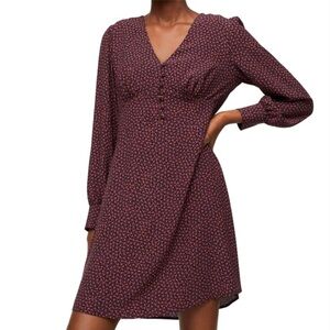 New with Tag Mango Women's Floral Print V-Neck Long Puff Sleeve Mini Dress